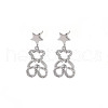 Brass Micro Pave Clear Cubic Zirconia Stud Earring Findings KK-S356-620P-NF-1