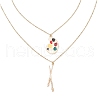 Alloy Colorful Enamel Paint Palette and Brush Pendant Double Layer 304 Stainless Steel Chain Necklaces for Women NJEW-JN05343-2