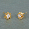 Exquisite Brass Pave Clear Cubic Zirconia Flower Stud Earrings MB8733-2