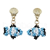 Glass Seed Bead Dangle Stud Earrings EJEW-MZ00283-3