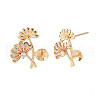 Brass Micro Pave Clear Cubic Zirconia Stud Earring Findings KK-S364-037-2