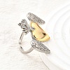 Brass Micro Pave Cubic Zirconia Cuff Rings for Women RJEW-F184-01A-GP-4