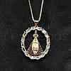 Brass Clear & Blue Cubic Zirconia Nossa Senhora Aparecida Virgin Pendant Necklaces for Women NJEW-U039-01A-G-1