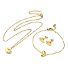 Ion Plating(IP) 304 Stainless Steel Heart Pendant Necklaces & Bracelets & Stud Earrings Sets for Women SJEW-C004-11G-1