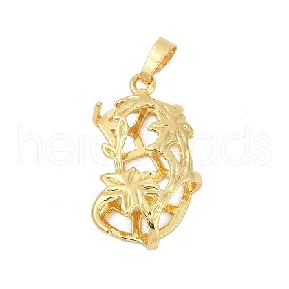 Flower Brass Pendant Cabochon Settings KK-S521-05G-1