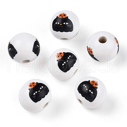 Halloween Theme Wood European Beads WOOD-N016-04J-1
