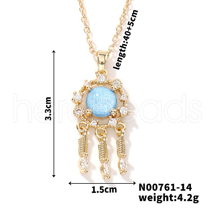 Starry Sky Theme Brass Pave Clear Cubic Zirconia Pendant Necklace for Women AQ6325-1-1