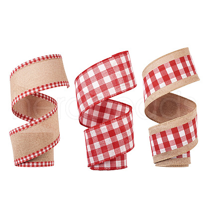 Cheriswelry 3Roll 3 Style Polyester & Hemp Ribbon OCOR-CW0001-01-1