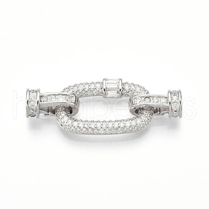 925 Sterling Silver Micro Pave Clear Cubic Zirconia Fold Over Clasps STER-T008-146P-1