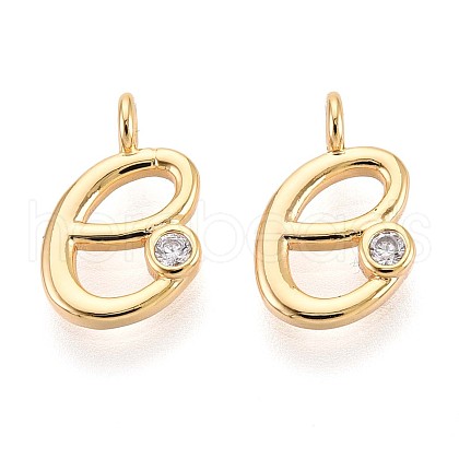 Brass Micro Pave Cubic Zirconia Charms KK-N263-97G-E-1