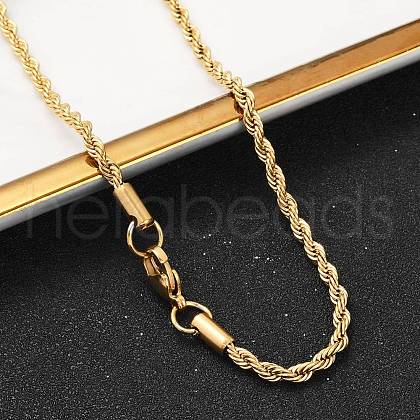 304 Stainless Steel Rope Chain Necklaces NJEW-M124-09G-1