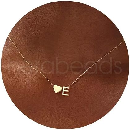 Simple Style Adjustable 316L Surgical Stainless Steel Heart and Initial Pendant Necklaces for Women WG95AEF-05-1