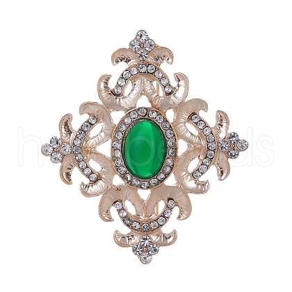 Baroque Style Rhombus Zinc Alloy Rhinestone Brooches PW-WGB385F-01-1