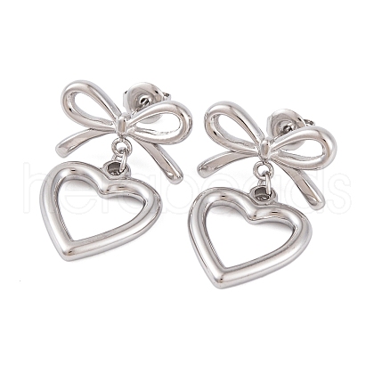 Non-Tarnish Bowknot 304 Stainless Steel Stud Earrings EJEW-A049-13P-1
