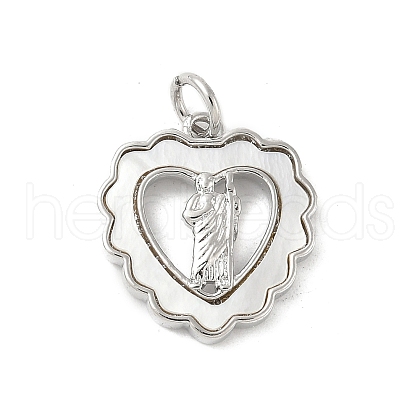 Brass Pave Natural White Shell Religion Pendants KK-S522-23P-B-1