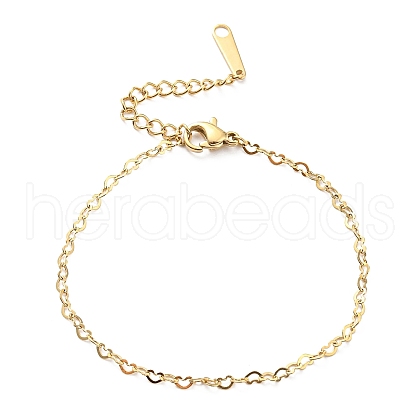 304 Stainless Steel Heart Link Chain Bracelet for Women BJEW-B064-07G-1