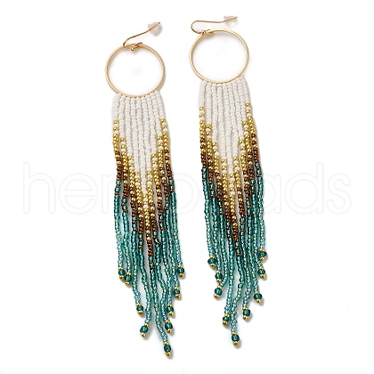 Bohemia Woven Glass Seed Bead Dangle Earrings EJEW-A046-03A-1