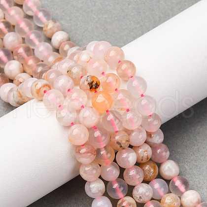 Natural Cherry Blossom Agate Beads Strands G-D313-A01-6mm-1