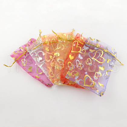 Heart Printed Organza Bags OP-R022-13x18-M-1