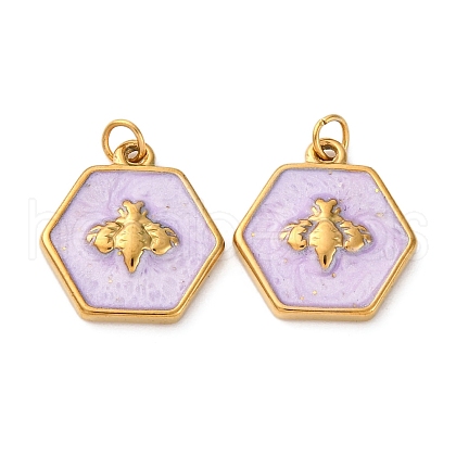 304 Stainless Steel Enamel Pendants STAS-U061-37G-C06-1