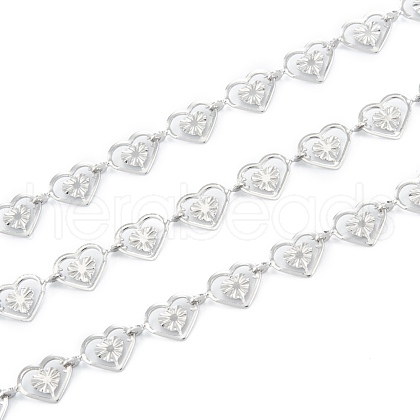 Tarnish Resistant Handmade 304 Stainless Steel Heart Link Chains CHS-M004-09P-1
