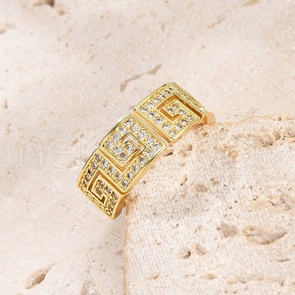 Rack Plating Brass Micro Pave Cubic Zirconia Cuff Finger Rings for Women RJEW-M028-105G-1