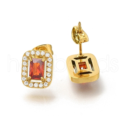 Ion Plating(IP) 304 Stainless Steel Stud Earrings EJEW-H018-01G-06-1