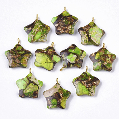 Assembled Synthetic Imperial Jasper and Bronzite Pendants G-S366-002G-1