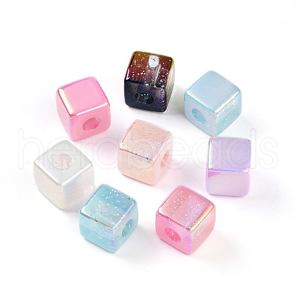 Transparent UV Plating Acrylic Beads OACR-I015-33-1