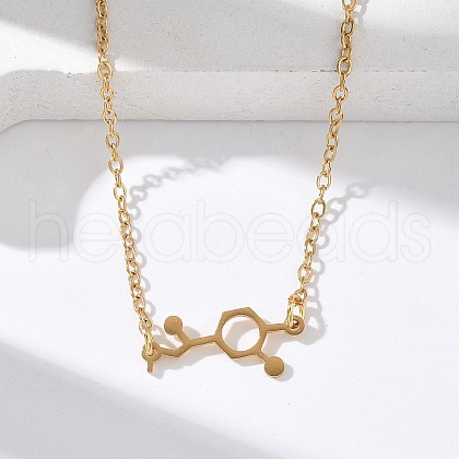 304 Stainless Steel Chemical Symbol Pendant Necklaces NJEW-Z073-03G-03-1