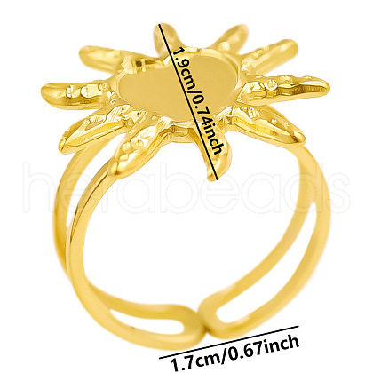 Stylish Sun Shape 304 Stainless Steel Cuff Adjustable Ring for Women DD6056-2-1
