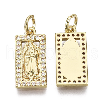 Brass Micro Pave Clear Cubic Zirconia Pendants KK-R133-004-01G-NF-1