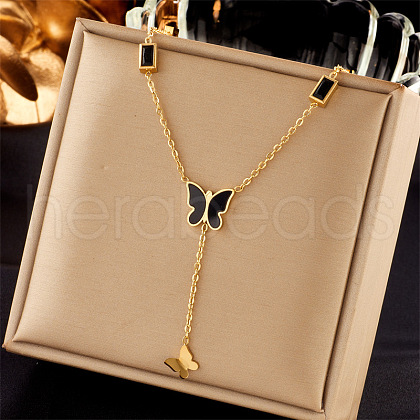304 Stainless Steel Cubic Zirconia Pendant Necklaces FS-WG8DFC4-05-1