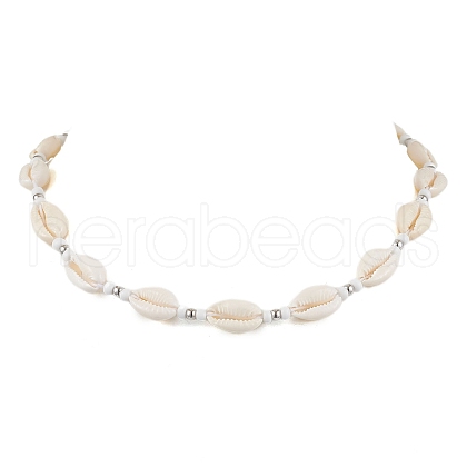 Summber Beach Natural Cowrie Shell Beaded Necklaces NJEW-JN04783-03-1