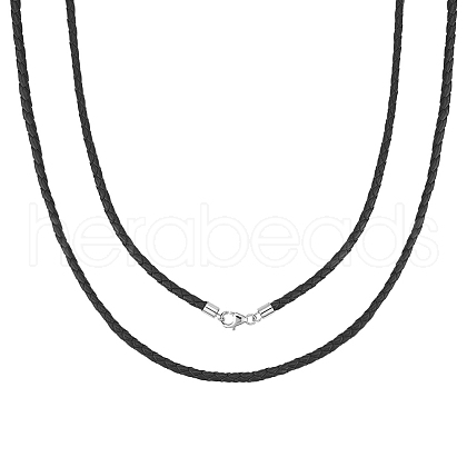 Beebeecraft 2Pcs Braided Round Leather Cord Necklace Making NJEW-BBC0001-19B-01-1