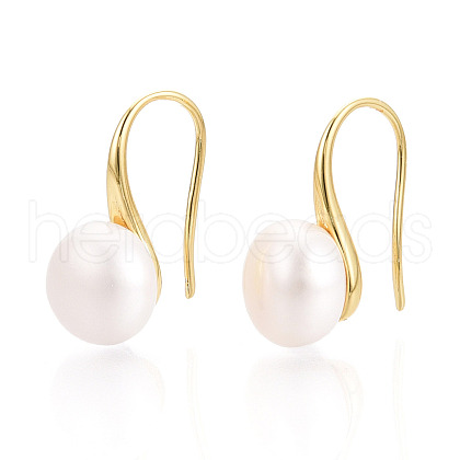 Brass Natural Pearl Dangle Earrings PEAR-N020-08C-01-1