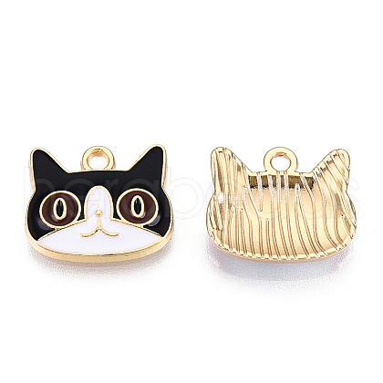 Light Gold Plated Alloy Kitten Pendants ENAM-T009-41C-1