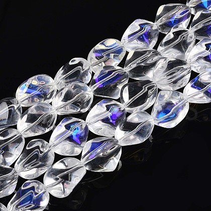 Electroplate Transparent Glass Beads Strands EGLA-N017-02A-1