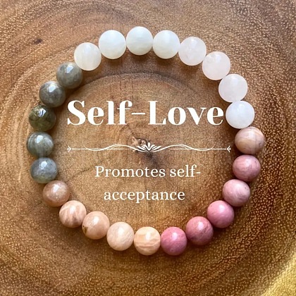 Opalite & Natural Rhodochrosite & Green Aventurine & Quartz Crystal Round Bead Stretch Bracelets WG6A8BD-03-1