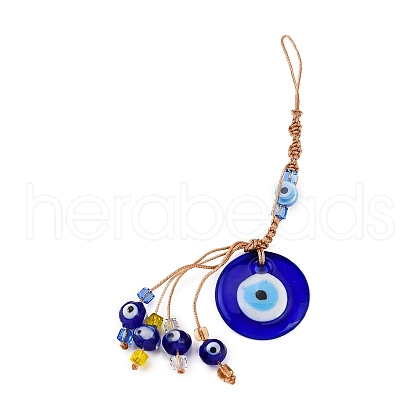Handmade Glass Evil Eye Pendant Decorations HJEW-WH0043-09-1