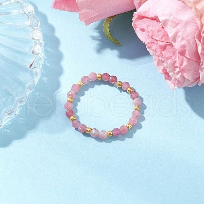Natural Tourmaline Beaded Stretch Rings for Women RJEW-JR00868-05-1