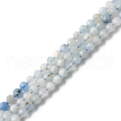 Natural Aquamarine Beads Strands X-G-E411-19E-4mm-1