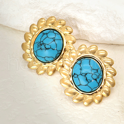 Fashionable Brass Flower Stud Earrings RY6584-3-1
