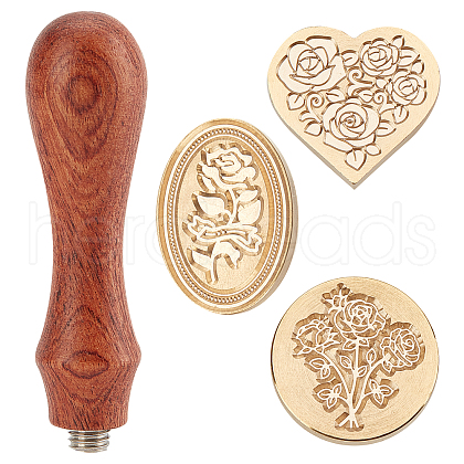 CRASPIRE 3Pcs 3 Style Wax Seal Brass Stamp Head DIY-CP0006-39-1