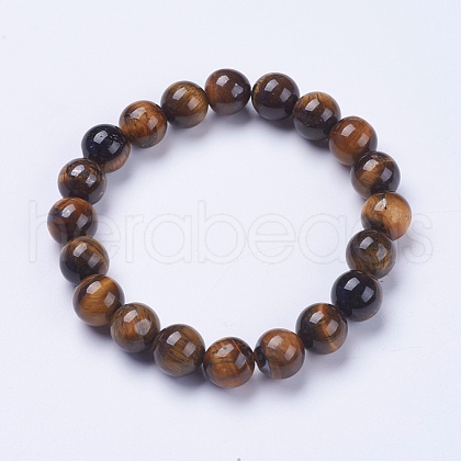 Natural Tiger Eye Beaded Stretch Bracelets BJEW-I253-10mm-27-1