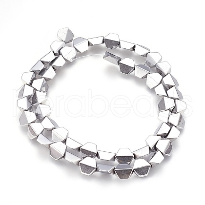 Electroplated Non-magnetic Synthetic Hematite Beads Strands G-P392-C03-1