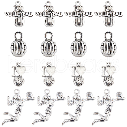 SUNNYCLUE 64Pcs 4 Styles Sports Theme Tibetan Style Alloy Volleyball Charms FIND-SC0007-36-1