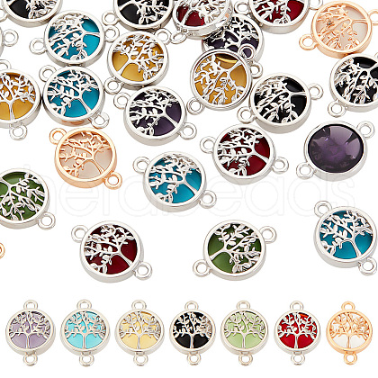   28pcs 7 colors Glass Connector Charms GLAA-PH0002-56P-1