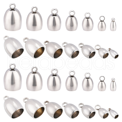 DICOSMETIC 56Pcs 7 Style 304 Stainless Steel Cord Ends STAS-DC0004-07-1