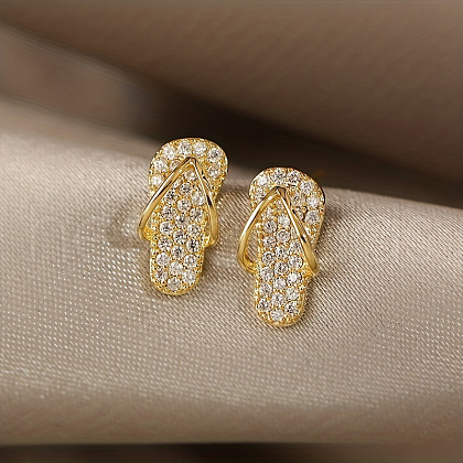 Flip Flop Alloy Crystal Rhinestone Stud Earrings FS-WGD6AB8-01-1